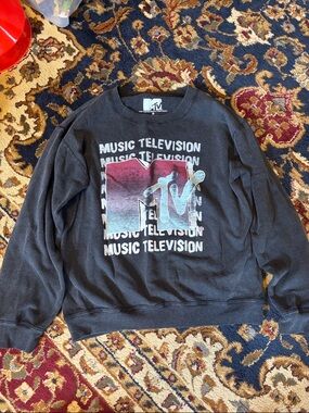 MTV Black Crewneck Sweatshirt with Gradient Logo